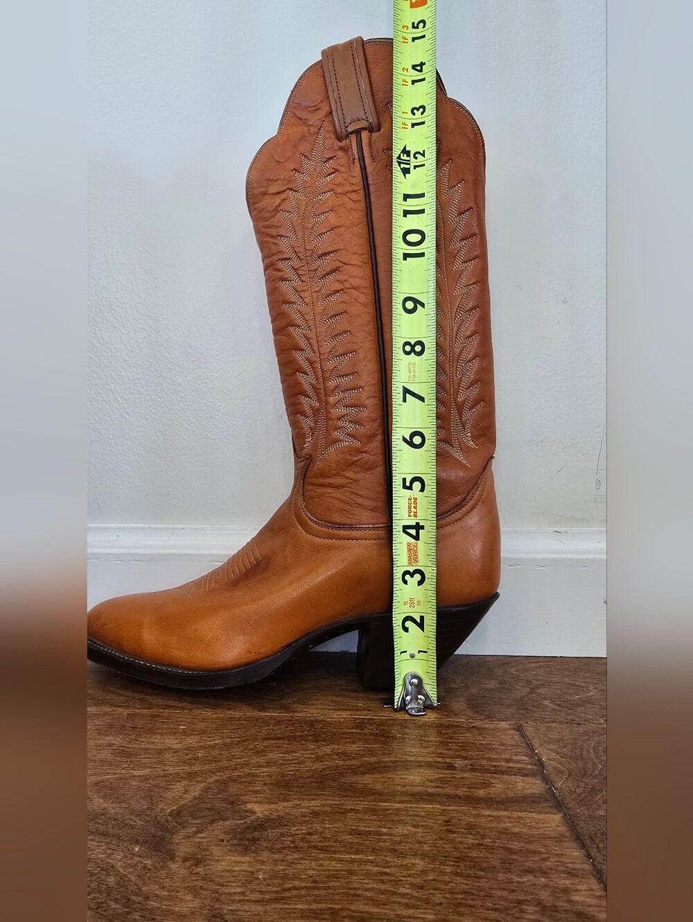 NOS Vintage Tony Lama Black Label Cowboy Boots H5669 Women 6.5R Cognac Tan W/Box - Picture 7 of 12